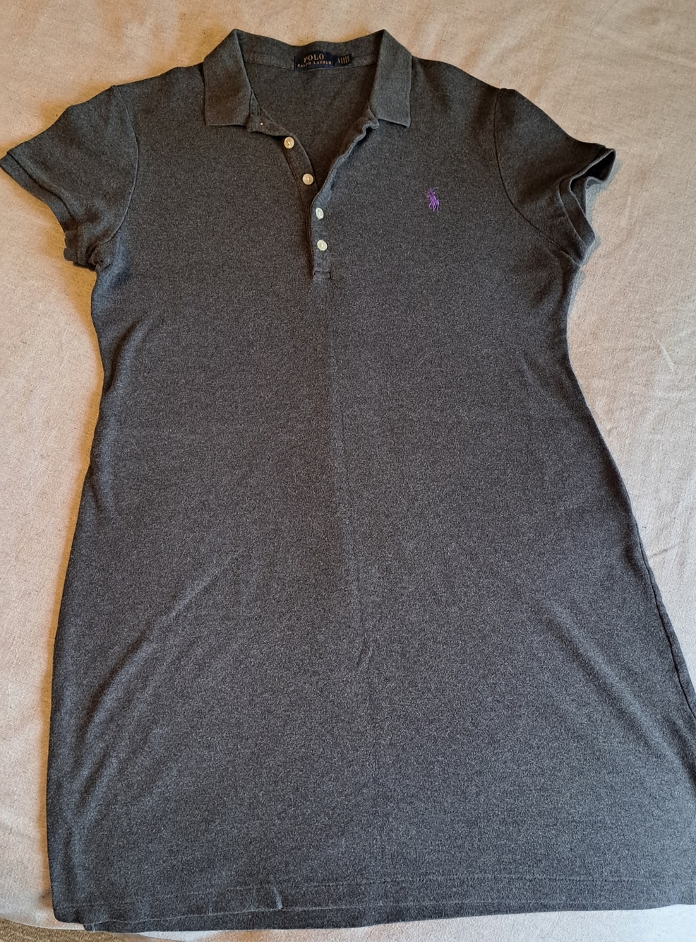 Ralph Lauren Dark Gray Polo Dress with Purple Pony